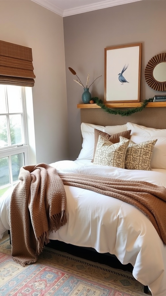 Cozy bedroom with coordinated bedding and decor