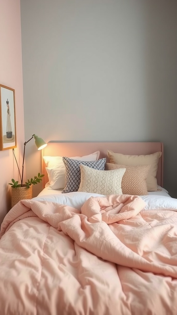 Cozy bedroom with soft colors and warm accents